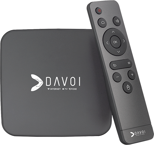 Caixinha DAVOI TV Box com controle remoto